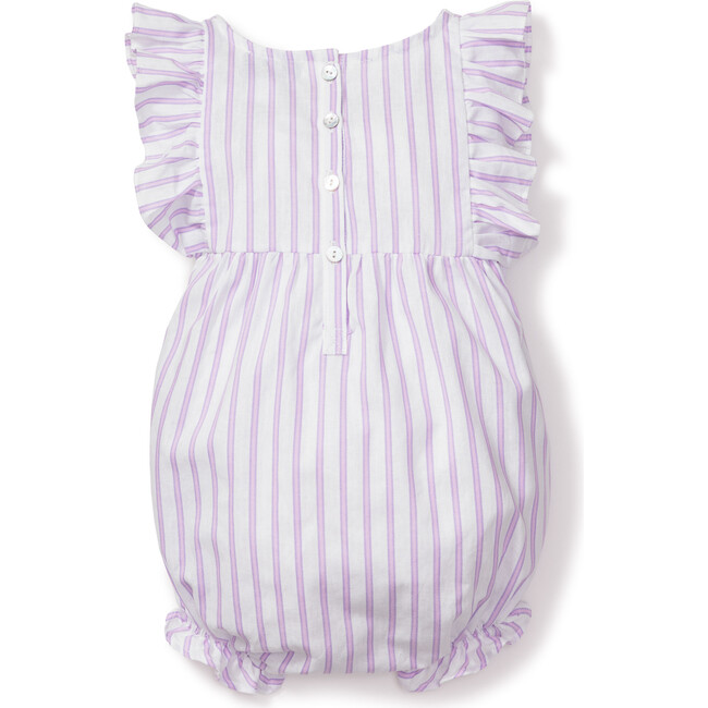 Ruffled Romper, Lavender French Ticking - Rompers - 4