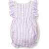 Ruffled Romper, Lavender French Ticking - Rompers - 4