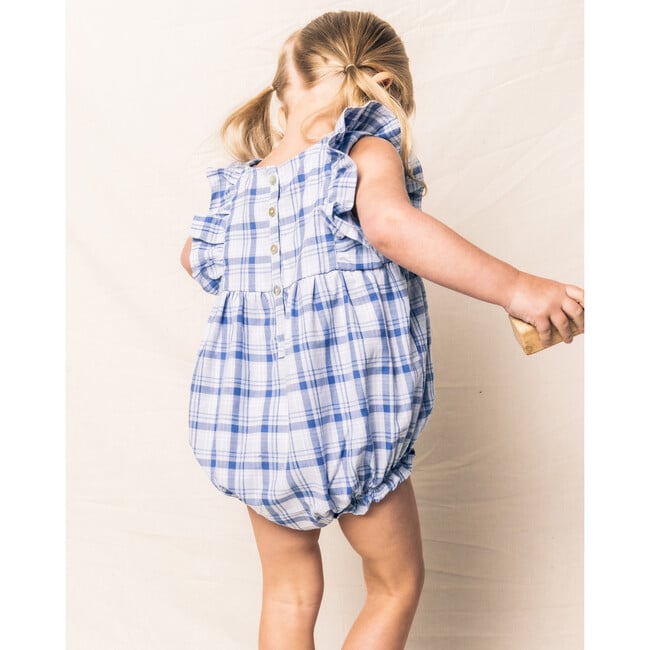 Ruffled Romper, Seafarer Tartan - Rompers - 4