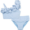 Bubble One Shoulder Two-Piece Swimsuit, Blue - Two Pieces - 1 - thumbnail