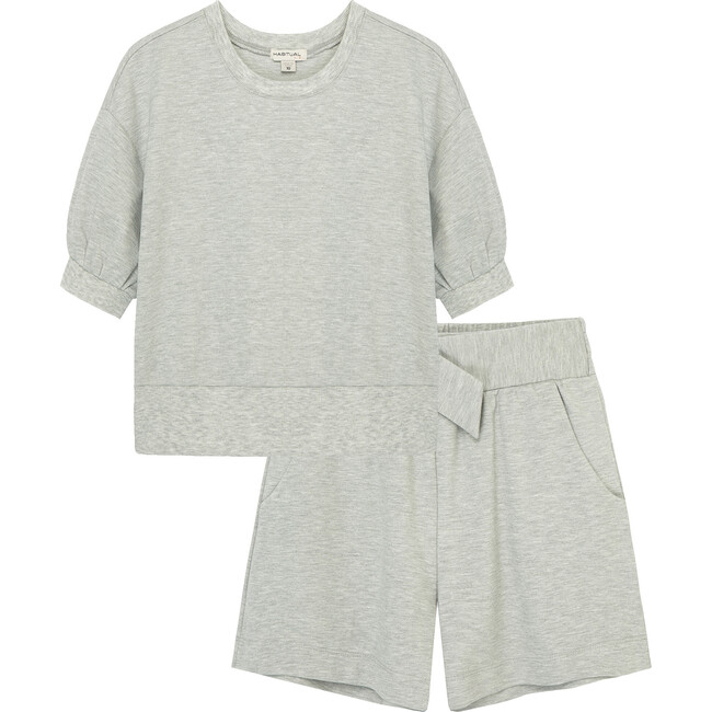 Ponte Knit Short Set, Grey
