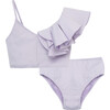 Ruffle One Shoulder Two-Piece Swimsuit, Lilac - Two Pieces - 1 - thumbnail