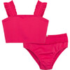 Ruched Two-Piece Swimsuit, Pink - Two Pieces - 1 - thumbnail