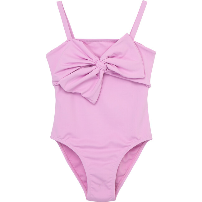 Bow Front One-Piece Swimsuit, Lavender - One Pieces - 1