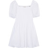Woven Bubble Dress With Puffed Sleeves, White - Dresses - 1 - thumbnail
