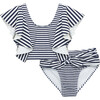 Flutter Nautical-Striped Two-Piece Swimsuit, Blue - Two Pieces - 1 - thumbnail
