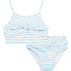 Twist Front Two-Piece Swimsuit, Blue - Two Pieces - 1 - thumbnail