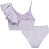 Ruffle One Shoulder Two-Piece Swimsuit, Lilac - Two Pieces - 2