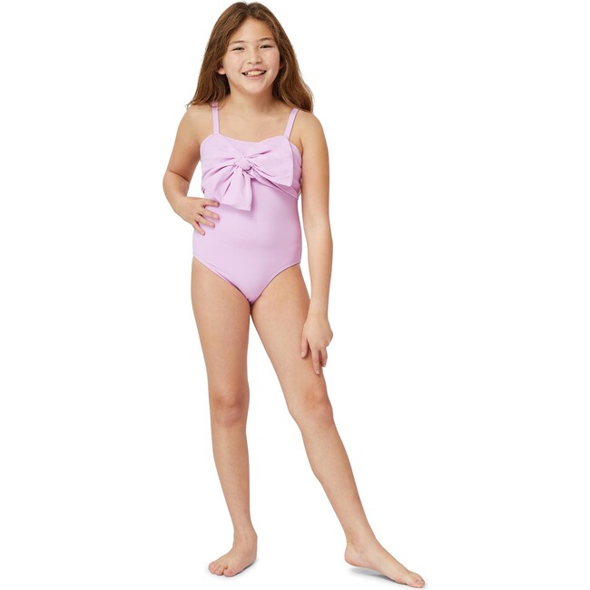 Bow Front One-Piece Swimsuit, Lavender - One Pieces - 2