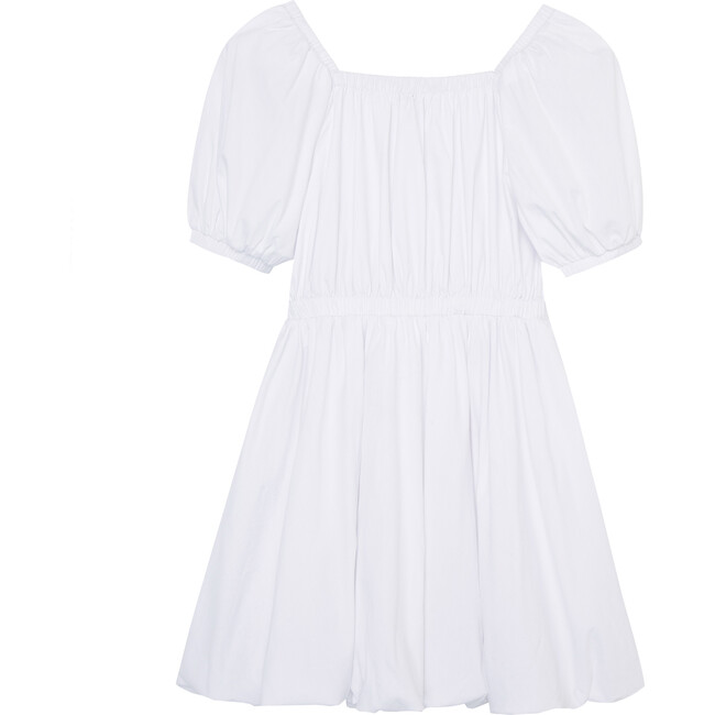 Woven Bubble Dress With Puffed Sleeves, White - Dresses - 2
