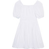Woven Bubble Dress With Puffed Sleeves, White - Dresses - 2 - thumbnail