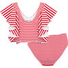 Flutter Nautical-Striped Two-Piece Swimsuit, Red - Two Pieces - 3