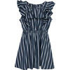 Ruffled Neckline Dress, Navy - Dresses - 1 - thumbnail