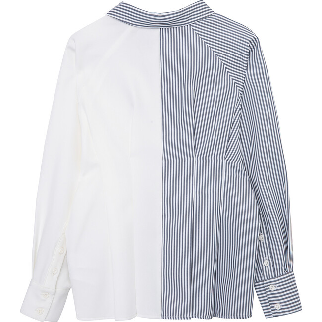 Woven Color-Blocked Top, White - Blouses - 2
