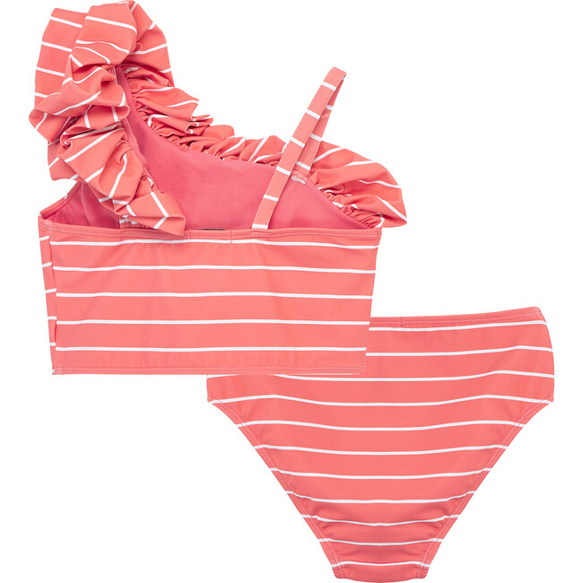 Bubble One Shoulder Two-Piece Swimsuit, Coral - Two Pieces - 3