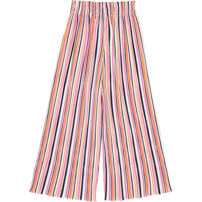 Pleated Satin Culottes, Stripe - Pants - 2