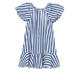 Bubble Sleeve Nautical-Striped Dress With Tacked Bow, Blue - Dresses - 2 - thumbnail