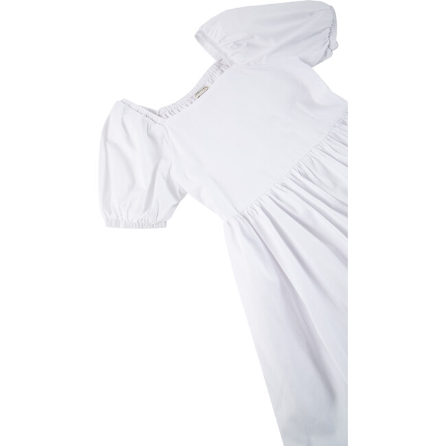 Woven Bubble Dress With Puffed Sleeves, White - Dresses - 3