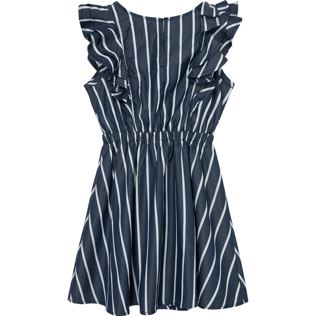Ruffled Neckline Dress, Navy - Dresses - 2