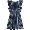 Ruffled Neckline Dress, Navy - Dresses - 2