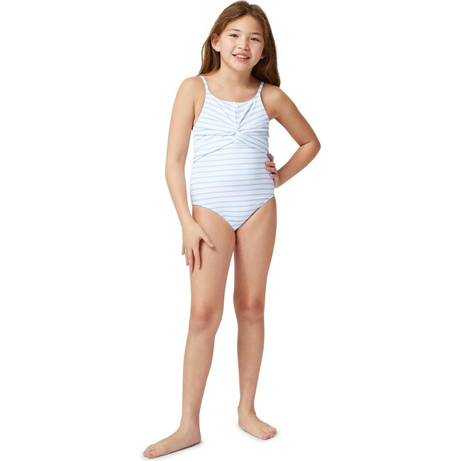 Twist Front One-Piece Swimsuit, Blue - One Pieces - 2