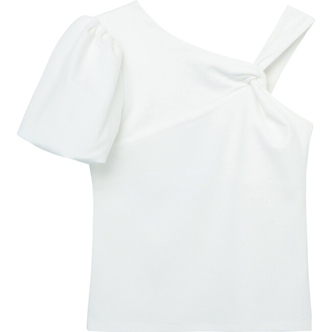 Twisted One Shoulder Top, White - T-Shirts - 1