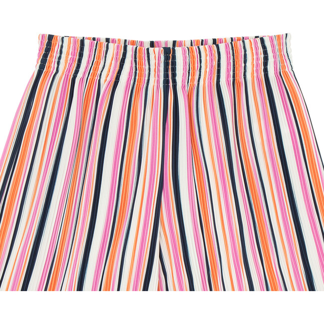 Pleated Satin Culottes, Stripe - Pants - 3