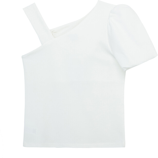 Twisted One Shoulder Top, White - T-Shirts - 2