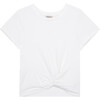 Twist Front Knit Top, White - T-Shirts - 1 - thumbnail