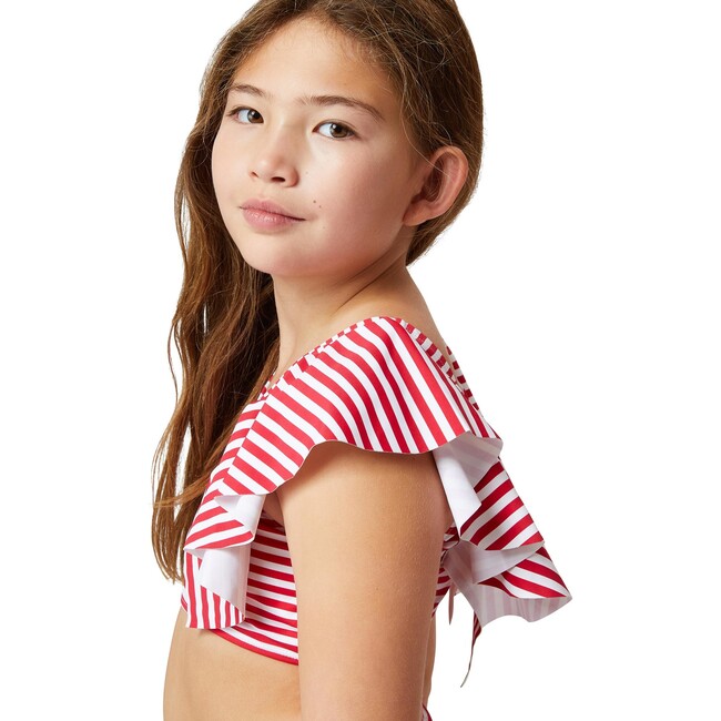 Flutter Nautical-Striped Two-Piece Swimsuit, Red - Two Pieces - 7