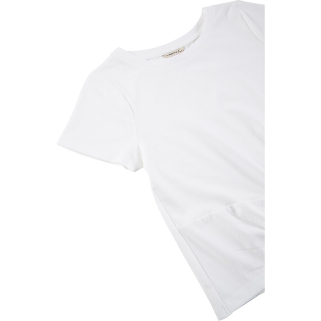 Twist Front Knit Top, White - T-Shirts - 3