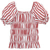 Peasant Square Neck Smocked Top, Red - Blouses - 2
