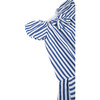 Bubble Sleeve Nautical-Striped Dress With Tacked Bow, Blue - Dresses - 3
