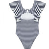 Flutter Nautical-Striped One-Piece Swimsuit, Blue - One Pieces - 3