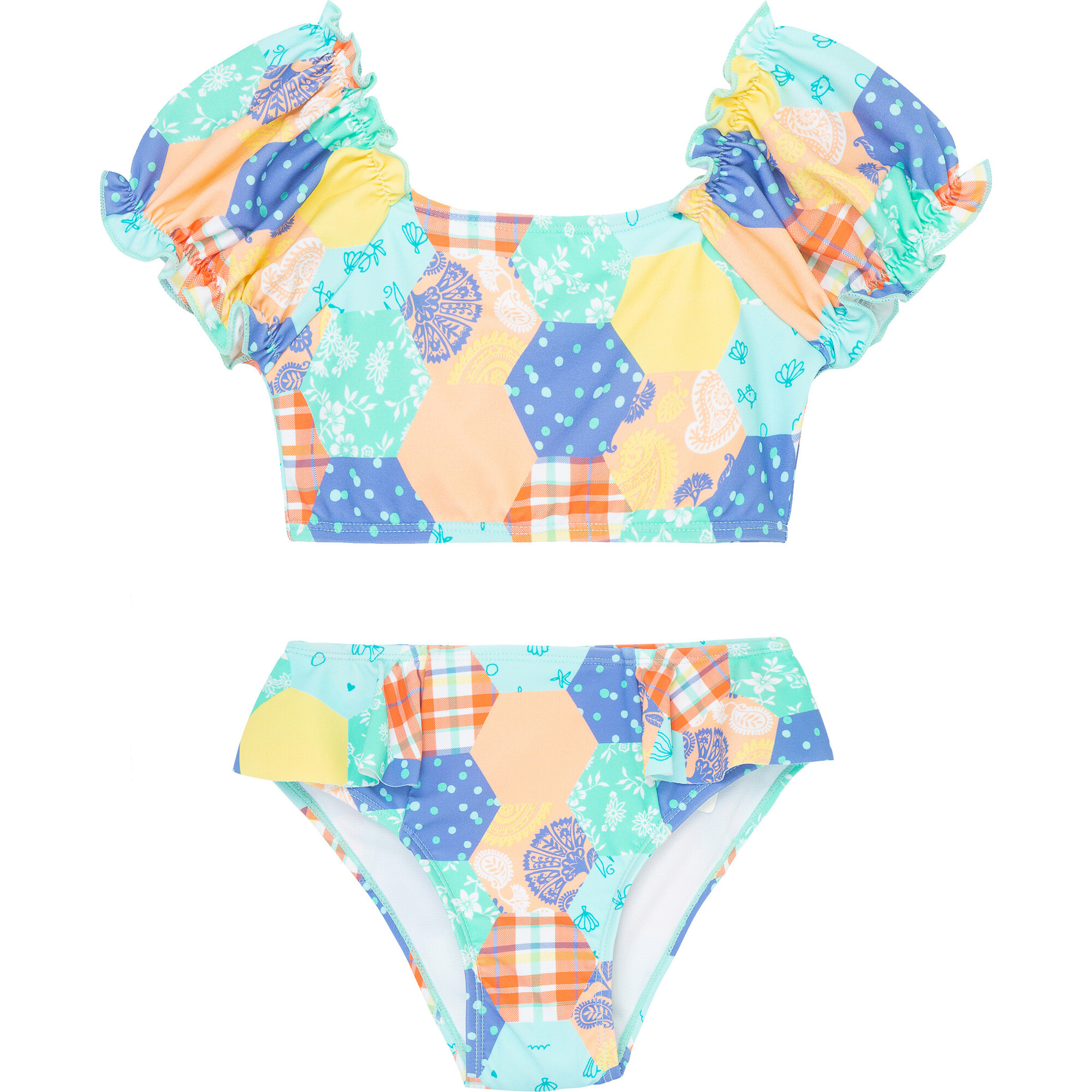 Patchwork 2-Piece Swimsuit, Multicolors - Two Pieces - 1