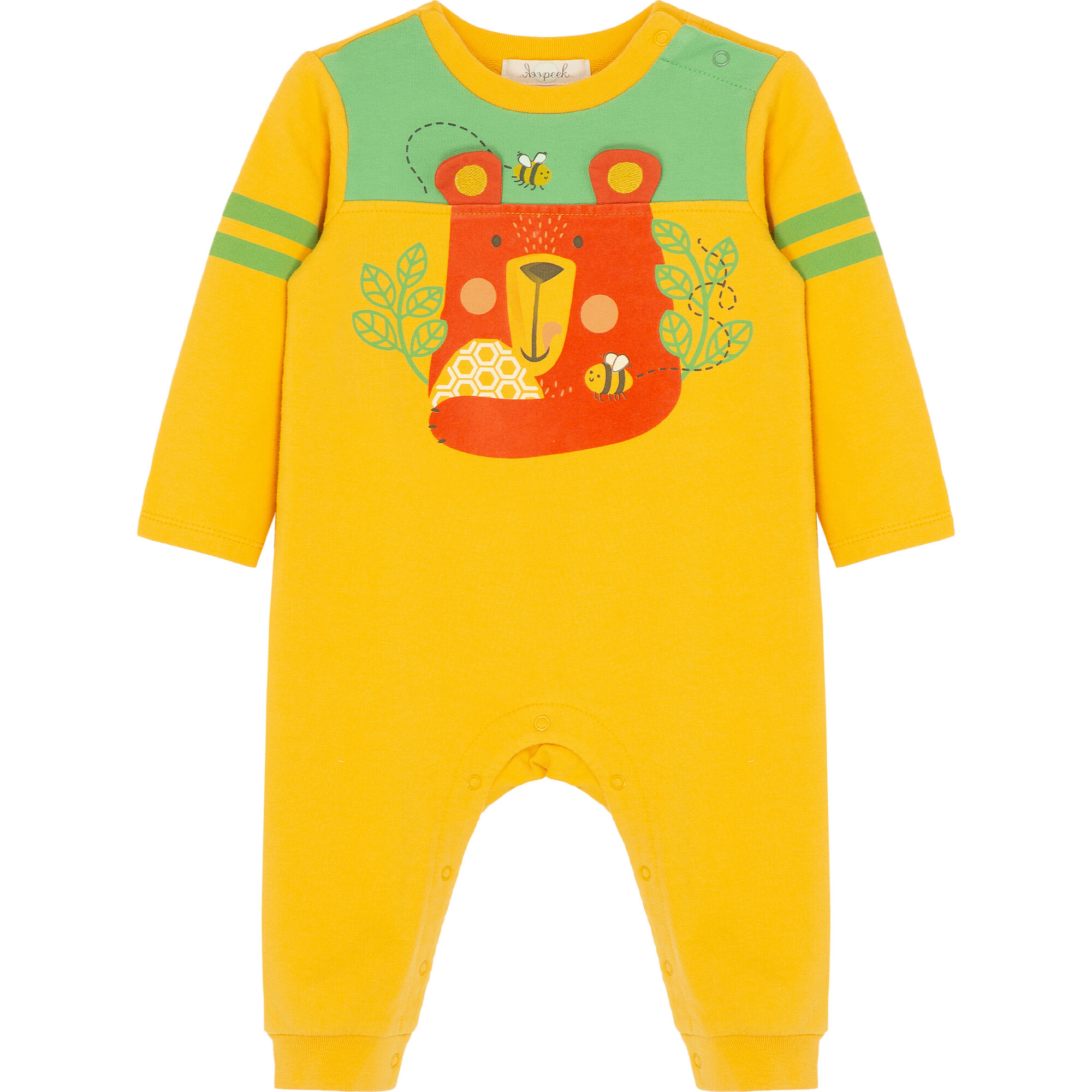 Honey Bear Coverall, Yellow - Rompers - 1