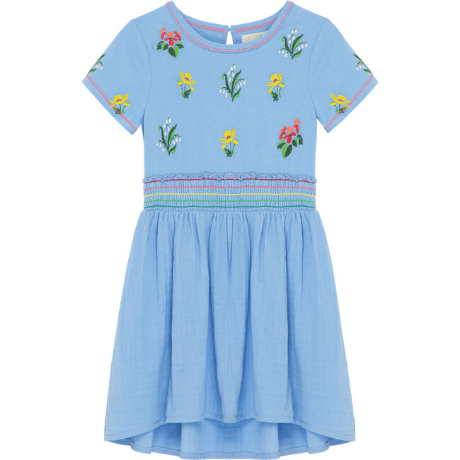 Embroidered Botanicals Dress, Blue