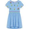 Embroidered Botanicals Dress, Blue - Dresses - 1 - thumbnail