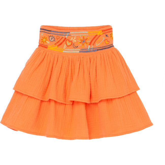 Zen Embroidery Pixie Skirt, Coral - Skirts - 1