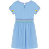 Embroidered Botanicals Dress, Blue - Dresses - 2