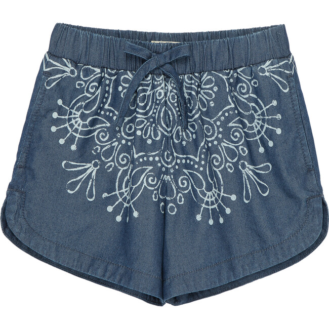 Medallion Print Shorts, Chambray