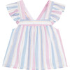 Woven Flutter Sleeve Top, Stripes - Blouses - 1 - thumbnail