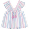 Woven Flutter Sleeve Top, Stripes - Blouses - 2