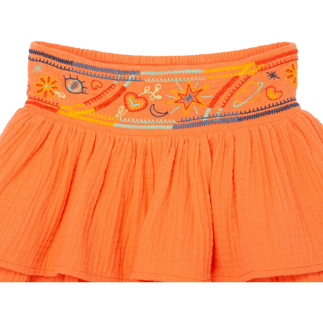 Zen Embroidery Pixie Skirt, Coral - Skirts - 3