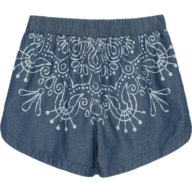 Medallion Print Shorts, Chambray