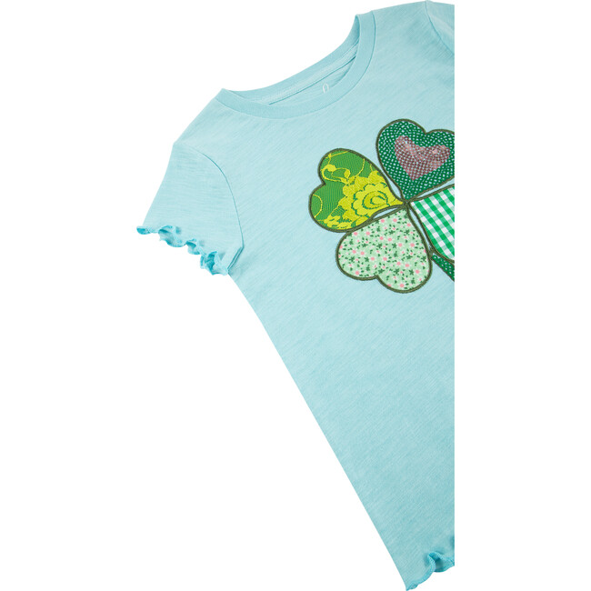 Lucky Four Leaf Clover Tee, Blue - T-Shirts - 3