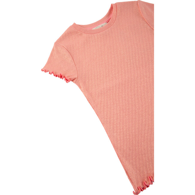 Not-So-Basic Metallic Ribbed Tee, Pink - T-Shirts - 3