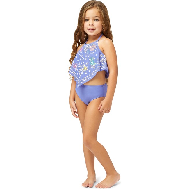 Embroidered Handkerchief 2-Piece Swimsuit, Purple - Two Pieces - 2