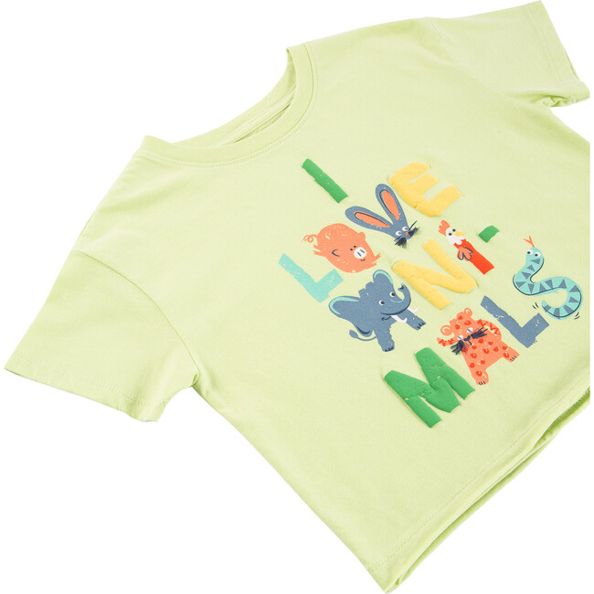 I Love Animals Cropped Tee, Lime - T-Shirts - 3