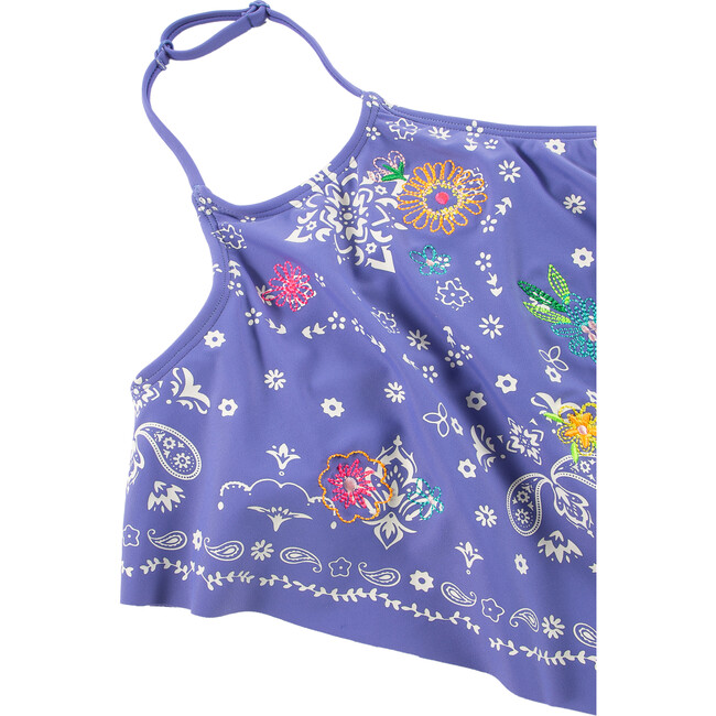 Embroidered Handkerchief 2-Piece Swimsuit, Purple - Two Pieces - 6